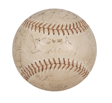 1935 New York Yankees Team Signed OAL Harridge Baseball With 23 Signatures Including Gehrig, Gomez, Dickey, Ruffing Lazzeri & Combs (Beckett)